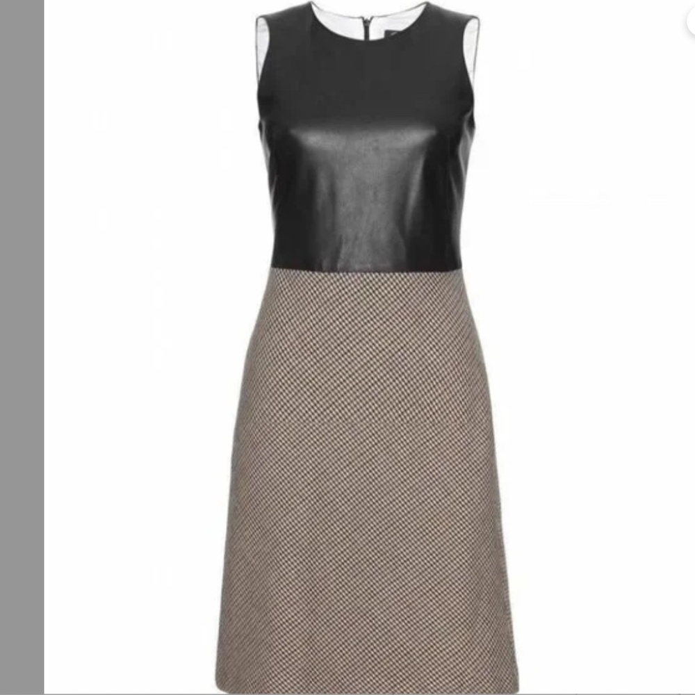 Alexander McQueen Lamb Leather & Houndstooth Knit Dress